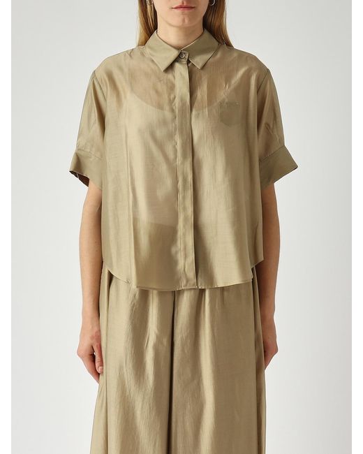 MEIMEIJ Natural Lyocell Blend Shirt With Ruffles