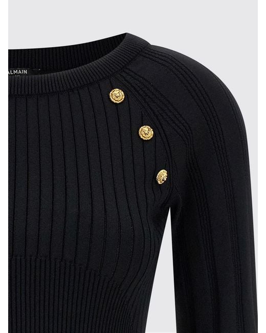 Balmain Yellow Ribbed Viscose Knit Top