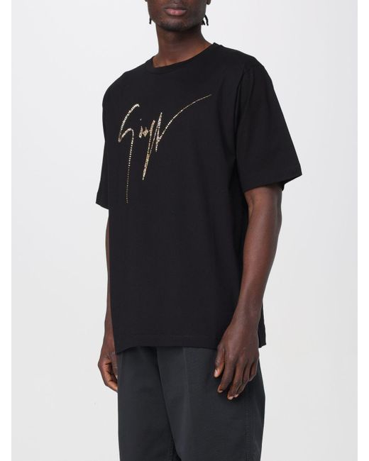T-shirt in cotone con logo in strass di Giuseppe Zanotti in Black da Uomo
