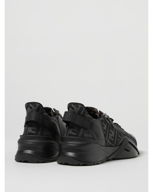 Sneakers Flow En Cuir Et Toile Avec Monogramme Ff Jacquard Fendi pour homme en coloris Black
