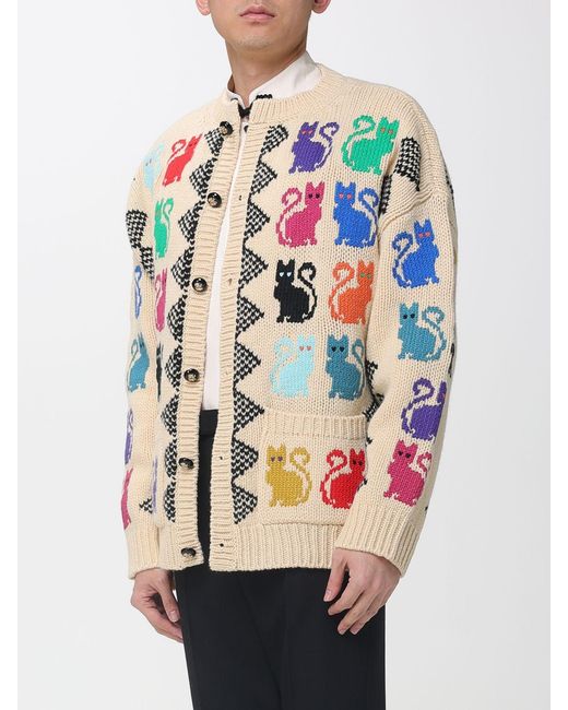Valentino Gray Jacquard Wool Cardigan for men