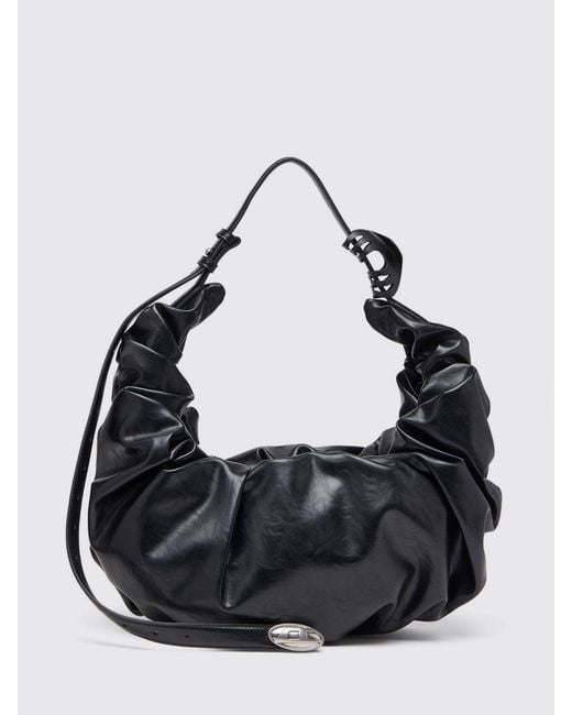 DIESEL Black Grab-D Ruched Polyurethane Bag