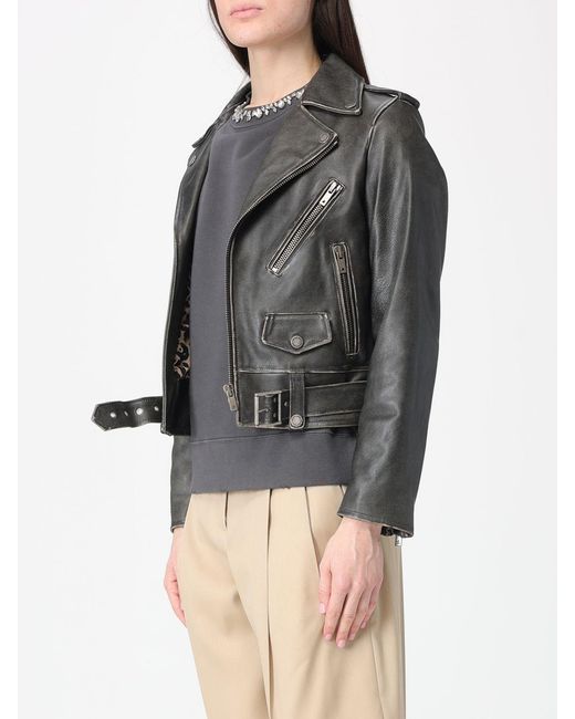 Golden Goose Deluxe Brand Gray Distressed Leather Biker Jacket