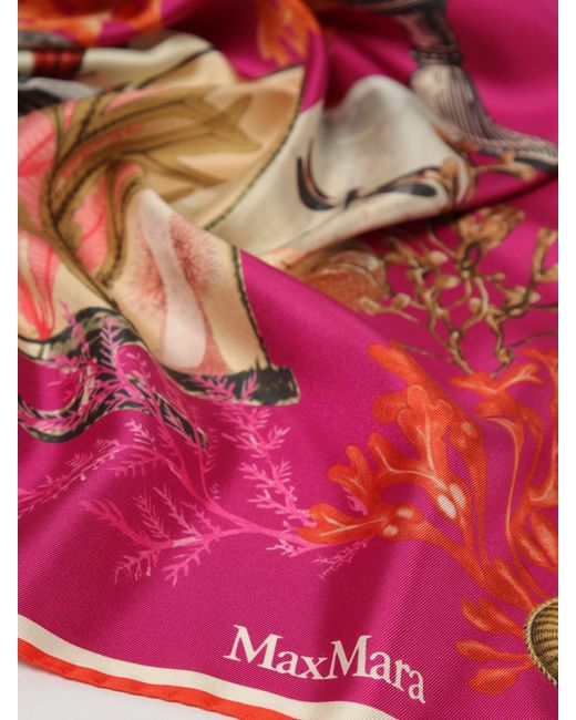 Max Mara Pink Printed Silk Foulard