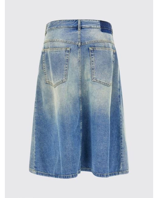 Maison Margiela Blue High-Waisted A-Line Denim Midi Skirt
