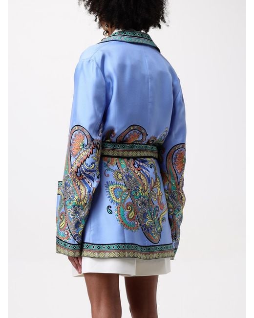 Etro Blue Silk Twill Dressing Gown Jacket