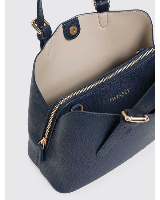 Twinset Blue Grained Synthetic Leather Bag