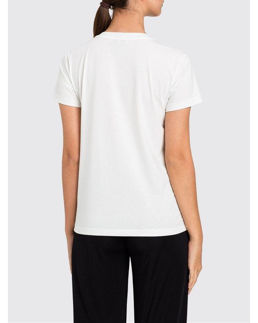 Twinset White Cotton Blend T-Shirts With Rhinestone Logo