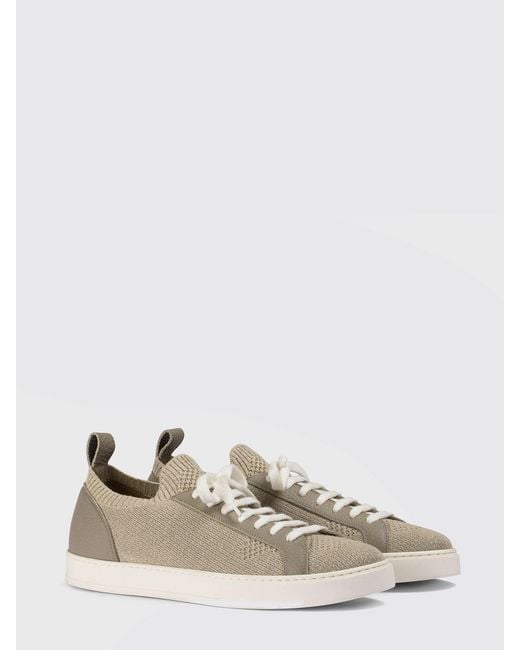 Doucal's Natural Technical Crochet Fabric And Leather Sneakers for men