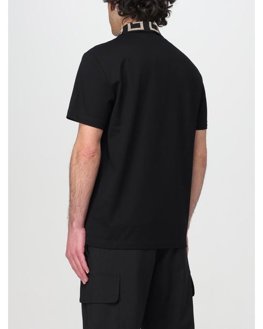 Polo En Piqué Avec Logo Versace pour homme en coloris Black