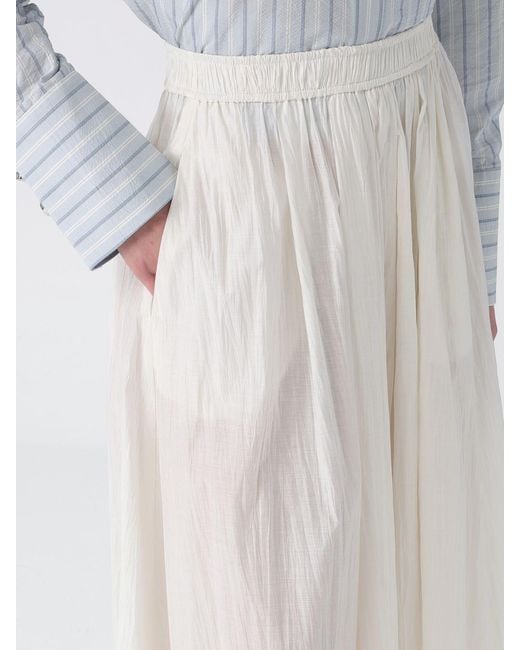 Tela White Cotton Blend Pleated Skirt
