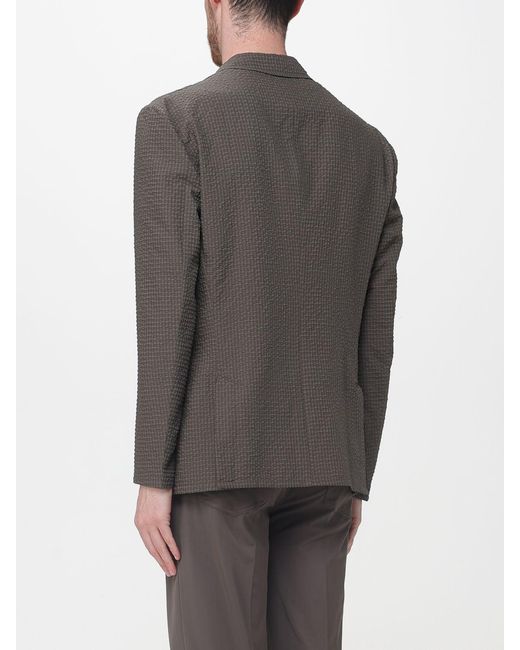 Emporio Armani Gray Single-Breasted Polyester Blazer for men