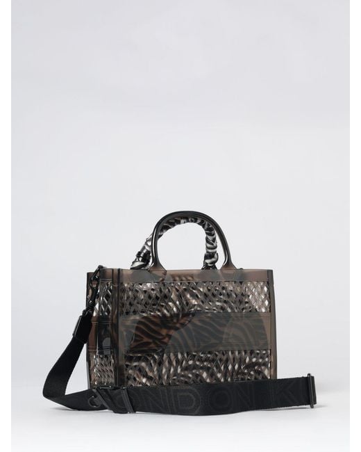 Kurt Geiger Black Jelly Perforated Pvc Handbag With Zebra Print And Inner Pouch