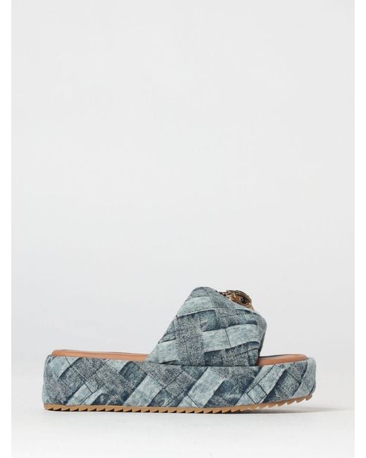 Kurt Geiger Blue Kensington Woven Denim Mules