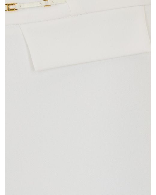 Elisabetta Franchi White High-Waisted Skinny Crêpe Trousers With Flap Pockets