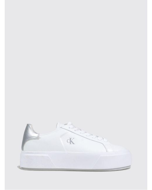Calvin Klein White Flatform Leather Sneakers