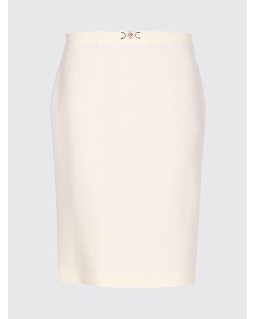 Versace White Virgin Wool Pencil Skirt