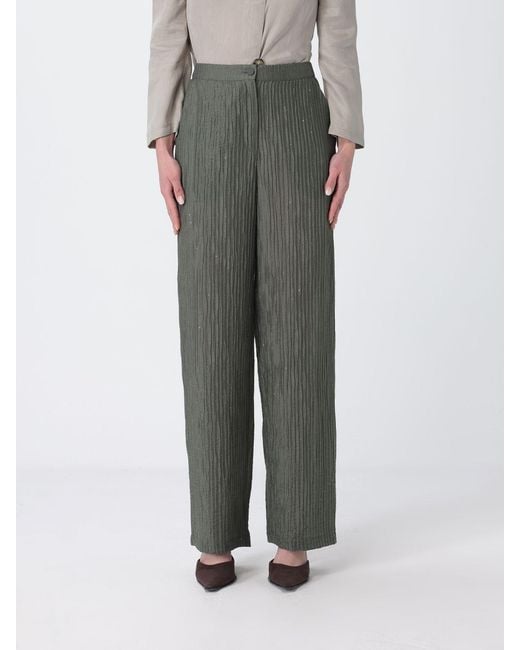 Emporio Armani Gray Pleated Lurex Crepe Trousers