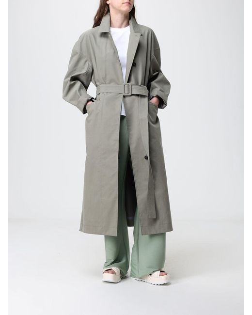 Max Mara Gray Single-Breasted Long Trench Coat