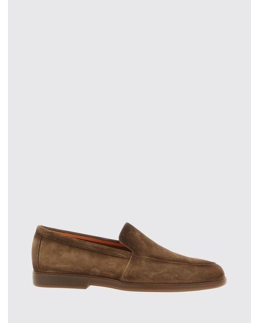 Santoni Brown Malibù Suede Loafer for men