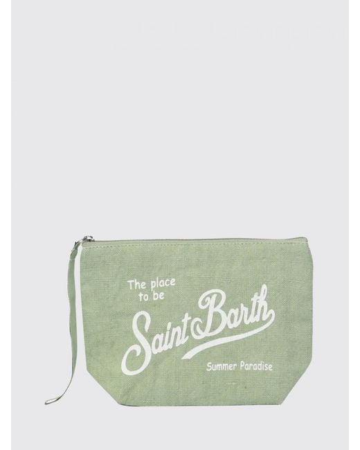 Mc2 Saint Barth Green Aline Striped Linen Pochette