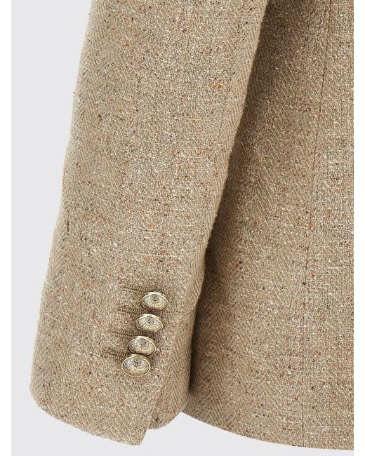 Tagliatore Natural Double-Breasted Cotton And Silk Blend Blazer