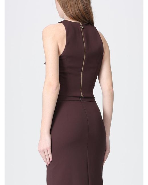 Elisabetta Franchi Brown Crêpe Cropped Top