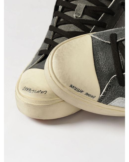 Crime London Black Recut Used Cotton Canvas Sneakers for men