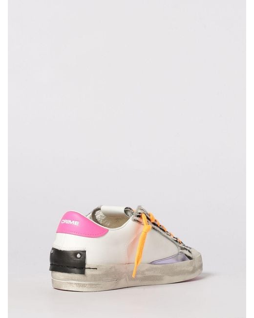 Crime London Natural Sk8 Deluxe Leather And Glitter Sneakers