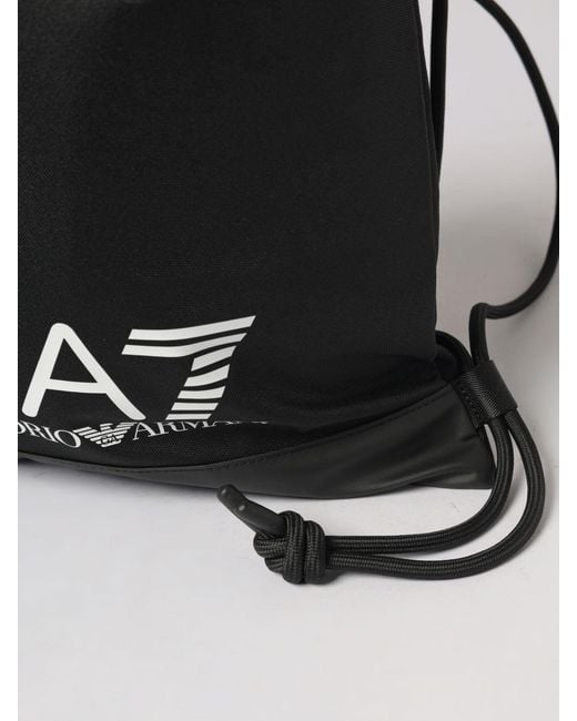 EA7 Black Nylon Backpack With Logo for men
