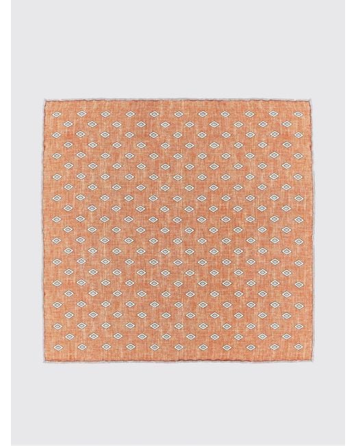 Brunello Cucinelli Natural Silk Pocket Square With Diamond And Check Pattern for men