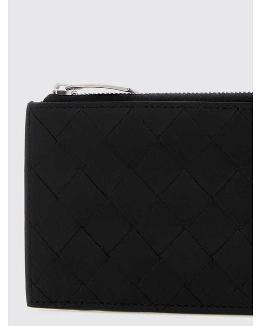 Bottega Veneta White Woven Leather Credit Card Holder for men