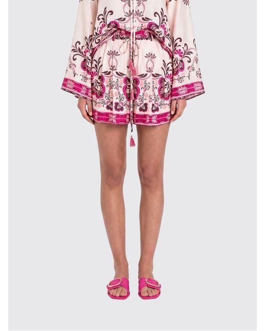 Twinset Red Printed Cotton Shorts