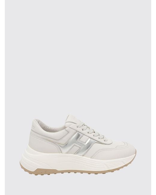 Hogan White Hi-Fi Smooth And Laminated Nappa Leather Sneakers With Chunky Sole