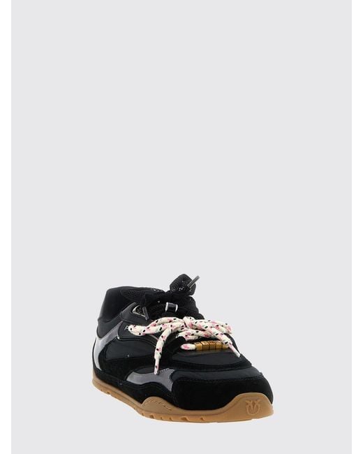 Pinko Black Yulia Leather And Nylon Sneakers