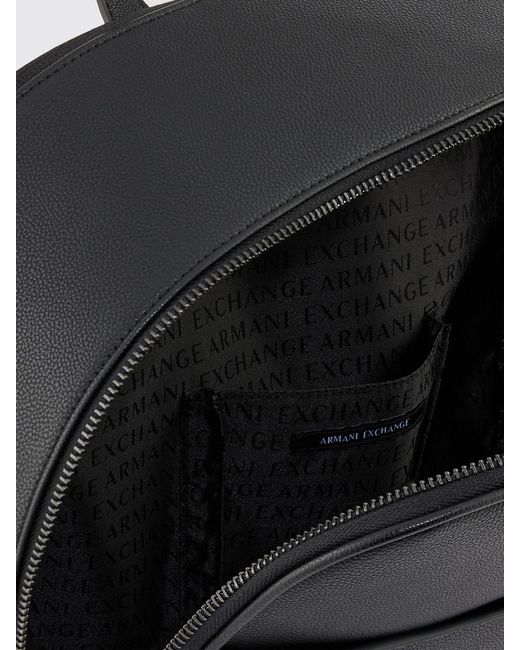 ARMANI EXCHANGE Black Grained Faux Leather Backpack for men