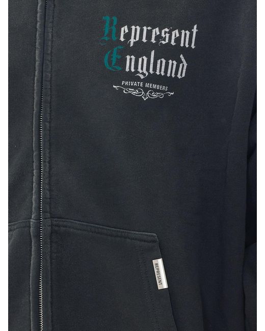 Represent Black Relaxed Fit Zip-Up Hoodie for men