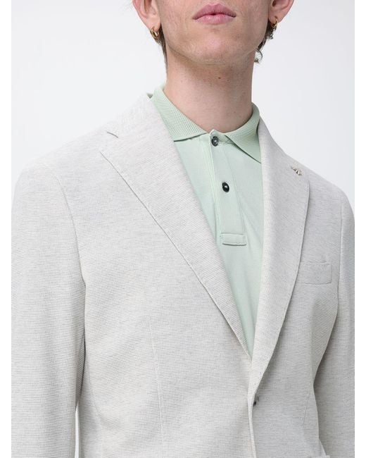 Manuel Ritz Gray Single Breasted Cotton Blend Blazer for men