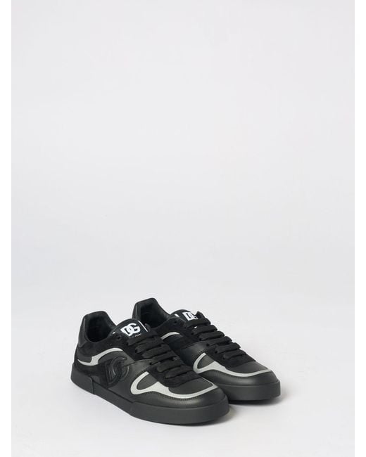 Dolce & Gabbana White Dolce &Amp Gabbana Portofino Bicolor Calf Leather Sneakers With Dg Monogram for men