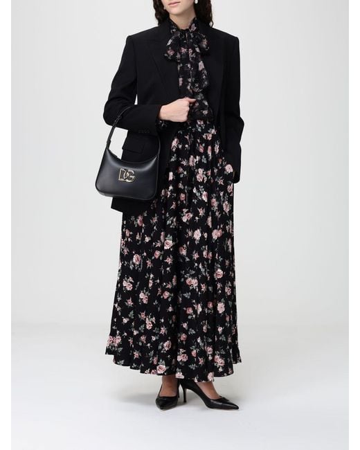 Dolce & Gabbana Black Dolce &Amp Gabbana Floral Silk Dress