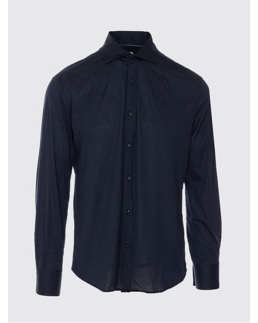 Brunello Cucinelli Blue Casual Silk And Cotton Shirt for men