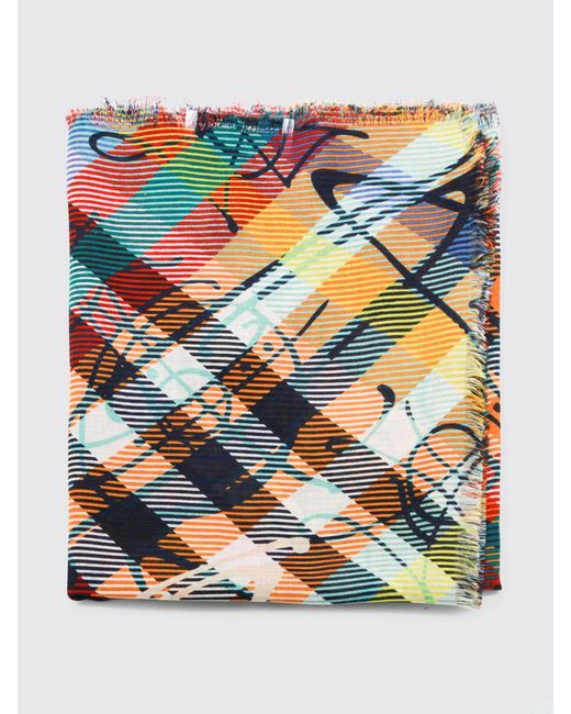 Vivienne Westwood Gray Printed Wool Scarf