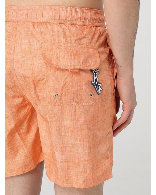 Paul & Shark Orange Swim Trunks Quick Dry for men
