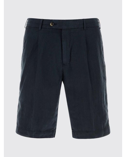 PT Torino Blue Linen And Cotton Blend Chino Shorts for men