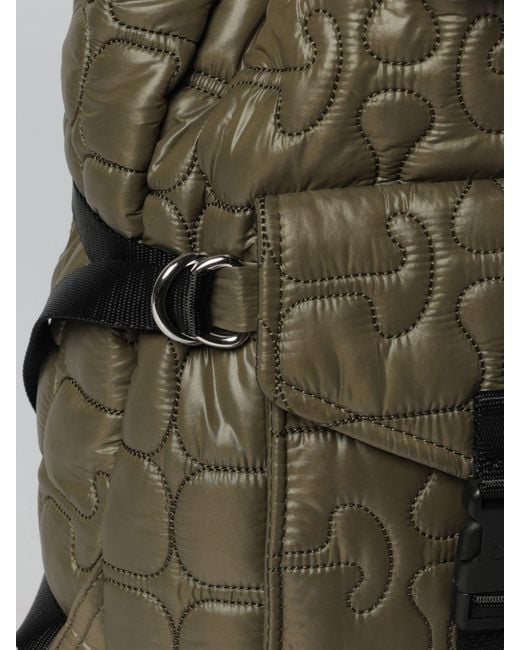Ganni Green Re-Tech Recycled Nylon Backpack With Quilted Monogram