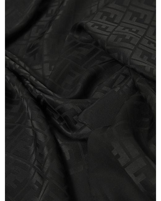 Bufanda Ff De Seda Con Monograma Jacquard Fendi de color Black