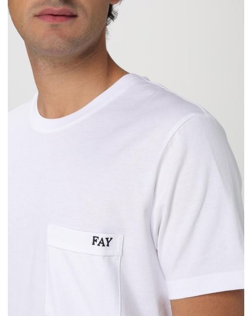 T-Shirt Basic di Fay in White da Uomo