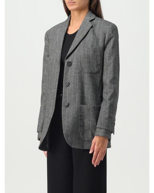 Emporio Armani Gray Pinstriped Buttoned Blazer