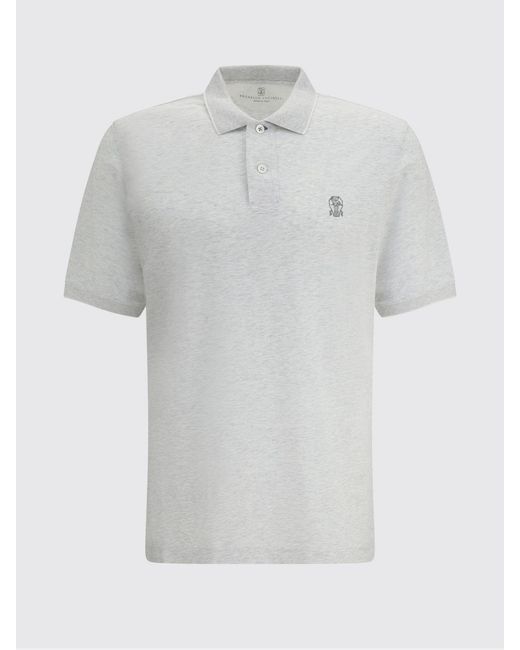 Brunello Cucinelli Gray Cotton Polo Shirt for men