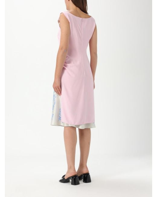 Versace Pink Layered Midi Dress With Print